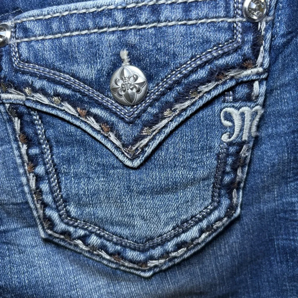 Miss Me Los Angeles Curvy Boot Cut Embellished  Beaded Jeans Bling Size 27x29.5